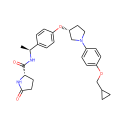 C[C@H](NC(=O)[C@@H]1CCC(=O)N1)c1ccc(O[C@@H]2CCN(c3ccc(OCC4CC4)cc3)C2)cc1 ZINC001772608463