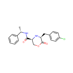 C[C@H](NC(=O)[C@@H]1COC(=O)[C@H](Cc2ccc(Cl)cc2)N1)c1ccccc1 ZINC000038147791