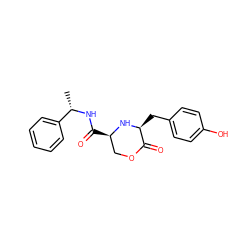 C[C@H](NC(=O)[C@@H]1COC(=O)[C@H](Cc2ccc(O)cc2)N1)c1ccccc1 ZINC000038147788