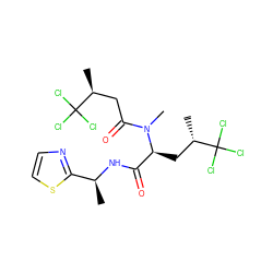 C[C@H](NC(=O)[C@H](C[C@H](C)C(Cl)(Cl)Cl)N(C)C(=O)C[C@H](C)C(Cl)(Cl)Cl)c1nccs1 ZINC000028871038