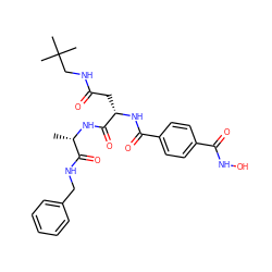 C[C@H](NC(=O)[C@H](CC(=O)NCC(C)(C)C)NC(=O)c1ccc(C(=O)NO)cc1)C(=O)NCc1ccccc1 ZINC001772572756