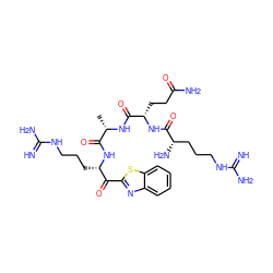 C[C@H](NC(=O)[C@H](CCC(N)=O)NC(=O)[C@@H](N)CCCNC(=N)N)C(=O)N[C@@H](CCCNC(=N)N)C(=O)c1nc2ccccc2s1 ZINC000084731757