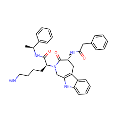 C[C@H](NC(=O)[C@H](CCCCN)N1Cc2[nH]c3ccccc3c2C[C@@H](NC(=O)Cc2ccccc2)C1=O)c1ccccc1 ZINC000044388235