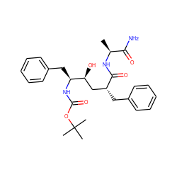 C[C@H](NC(=O)[C@H](Cc1ccccc1)C[C@H](O)[C@H](Cc1ccccc1)NC(=O)OC(C)(C)C)C(N)=O ZINC000013824398