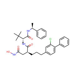 C[C@H](NC(=O)[C@H](NC(=O)[C@@H](CCCc1ccc(-c2ccccc2)c(Cl)c1)CC(=O)NO)C(C)(C)C)c1ccccc1 ZINC000165123902