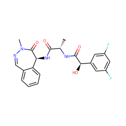 C[C@H](NC(=O)[C@H](O)c1cc(F)cc(F)c1)C(=O)N[C@@H]1C(=O)N(C)N=Cc2ccccc21 ZINC000028899924