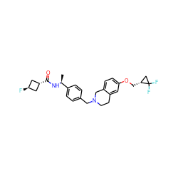 C[C@H](NC(=O)[C@H]1C[C@H](F)C1)c1ccc(CN2CCc3cc(OC[C@@H]4CC4(F)F)ccc3C2)cc1 ZINC001772604740