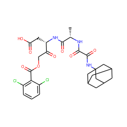 C[C@H](NC(=O)C(=O)NC12CC3CC(CC(C3)C1)C2)C(=O)N[C@@H](CC(=O)O)C(=O)COC(=O)c1c(Cl)cccc1Cl ZINC001772626682