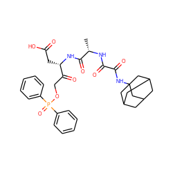 C[C@H](NC(=O)C(=O)NC12CC3CC(CC(C3)C1)C2)C(=O)N[C@@H](CC(=O)O)C(=O)COP(=O)(c1ccccc1)c1ccccc1 ZINC001772576068
