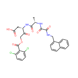 C[C@H](NC(=O)C(=O)NCc1cccc2ccccc12)C(=O)N[C@@H](CC(=O)O)C(=O)COC(=O)c1c(Cl)cccc1Cl ZINC001772615234