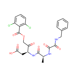 C[C@H](NC(=O)C(=O)NCc1ccccc1)C(=O)N[C@@H](CC(=O)O)C(=O)COC(=O)c1c(Cl)cccc1Cl ZINC001772578855