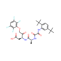 C[C@H](NC(=O)C(=O)Nc1cc(C(C)(C)C)ccc1C(C)(C)C)C(=O)N[C@@H](CC(=O)O)C(=O)COc1c(F)c(F)cc(F)c1F ZINC000028527369