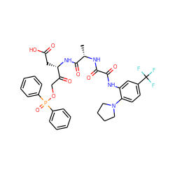 C[C@H](NC(=O)C(=O)Nc1cc(C(F)(F)F)ccc1N1CCCC1)C(=O)N[C@@H](CC(=O)O)C(=O)COP(=O)(c1ccccc1)c1ccccc1 ZINC001772581639
