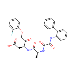 C[C@H](NC(=O)C(=O)Nc1ccccc1-c1ccccc1)C(=O)N[C@@H](CC(=O)O)C(=O)COc1ccccc1F ZINC000135858924