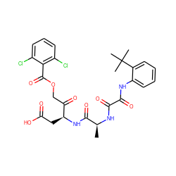 C[C@H](NC(=O)C(=O)Nc1ccccc1C(C)(C)C)C(=O)N[C@@H](CC(=O)O)C(=O)COC(=O)c1c(Cl)cccc1Cl ZINC000028527747