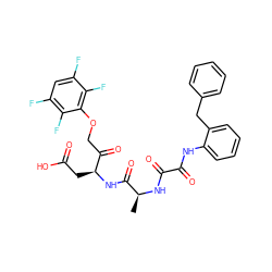 C[C@H](NC(=O)C(=O)Nc1ccccc1Cc1ccccc1)C(=O)N[C@@H](CC(=O)O)C(=O)COc1c(F)c(F)cc(F)c1F ZINC000028528102