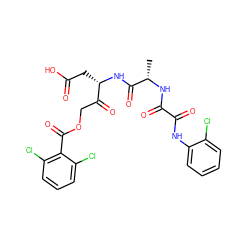 C[C@H](NC(=O)C(=O)Nc1ccccc1Cl)C(=O)N[C@@H](CC(=O)O)C(=O)COC(=O)c1c(Cl)cccc1Cl ZINC000028527150