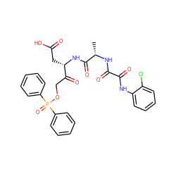 C[C@H](NC(=O)C(=O)Nc1ccccc1Cl)C(=O)N[C@@H](CC(=O)O)C(=O)COP(=O)(c1ccccc1)c1ccccc1 ZINC000038141800