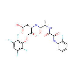 C[C@H](NC(=O)C(=O)Nc1ccccc1F)C(=O)N[C@@H](CC(=O)O)C(=O)COc1c(F)c(F)cc(F)c1F ZINC000028526660