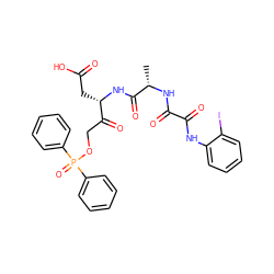 C[C@H](NC(=O)C(=O)Nc1ccccc1I)C(=O)N[C@@H](CC(=O)O)C(=O)COP(=O)(c1ccccc1)c1ccccc1 ZINC001772631487