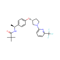 C[C@H](NC(=O)C(C)(C)C)c1ccc(O[C@@H]2CCN(c3cccc(C(F)(F)F)n3)C2)cc1 ZINC000169709720