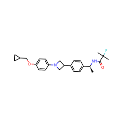 C[C@H](NC(=O)C(C)(C)F)c1ccc(C2CN(c3ccc(OCC4CC4)cc3)C2)cc1 ZINC000149931349