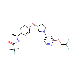 C[C@H](NC(=O)C(C)(C)F)c1ccc(O[C@@H]2CCN(c3ccnc(OCC(F)F)c3)C2)cc1 ZINC000169709614