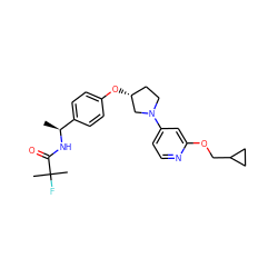 C[C@H](NC(=O)C(C)(C)F)c1ccc(O[C@@H]2CCN(c3ccnc(OCC4CC4)c3)C2)cc1 ZINC000169709552