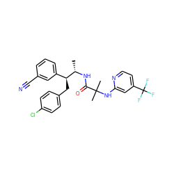 C[C@H](NC(=O)C(C)(C)Nc1cc(C(F)(F)F)ccn1)[C@@H](Cc1ccc(Cl)cc1)c1cccc(C#N)c1 ZINC000045254606