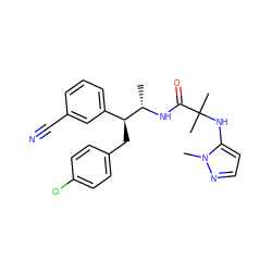 C[C@H](NC(=O)C(C)(C)Nc1ccnn1C)[C@@H](Cc1ccc(Cl)cc1)c1cccc(C#N)c1 ZINC000045253354