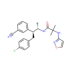 C[C@H](NC(=O)C(C)(C)Nc1ccon1)[C@@H](Cc1ccc(Cl)cc1)c1cccc(C#N)c1 ZINC000045320894