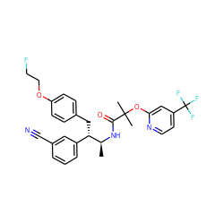 C[C@H](NC(=O)C(C)(C)Oc1cc(C(F)(F)F)ccn1)[C@@H](Cc1ccc(OCCF)cc1)c1cccc(C#N)c1 ZINC000028701766