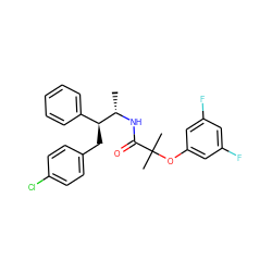 C[C@H](NC(=O)C(C)(C)Oc1cc(F)cc(F)c1)[C@@H](Cc1ccc(Cl)cc1)c1ccccc1 ZINC000035079394