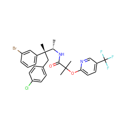 C[C@H](NC(=O)C(C)(C)Oc1ccc(C(F)(F)F)cn1)[C@](C)(Cc1ccc(Cl)cc1)c1cccc(Br)c1 ZINC000003962169