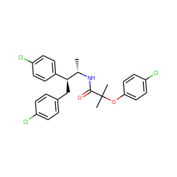 C[C@H](NC(=O)C(C)(C)Oc1ccc(Cl)cc1)[C@@H](Cc1ccc(Cl)cc1)c1ccc(Cl)cc1 ZINC000035079229