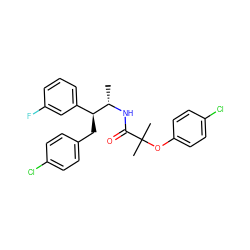 C[C@H](NC(=O)C(C)(C)Oc1ccc(Cl)cc1)[C@@H](Cc1ccc(Cl)cc1)c1cccc(F)c1 ZINC000036294834