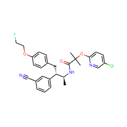 C[C@H](NC(=O)C(C)(C)Oc1ccc(Cl)cn1)[C@@H](Cc1ccc(OCCF)cc1)c1cccc(C#N)c1 ZINC000028701770