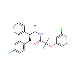 C[C@H](NC(=O)C(C)(C)Oc1cccc(Cl)c1)[C@@H](Cc1ccc(Cl)cc1)c1ccccc1 ZINC000035079272