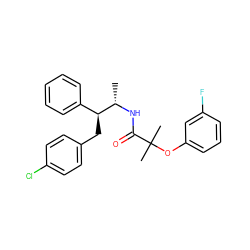 C[C@H](NC(=O)C(C)(C)Oc1cccc(F)c1)[C@@H](Cc1ccc(Cl)cc1)c1ccccc1 ZINC000035079277