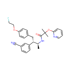 C[C@H](NC(=O)C(C)(C)Oc1ccccn1)[C@@H](Cc1ccc(OCCF)cc1)c1cccc(C#N)c1 ZINC000028701768