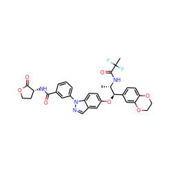 C[C@H](NC(=O)C(C)(F)F)[C@H](Oc1ccc2c(cnn2-c2cccc(C(=O)N[C@@H]3CCOC3=O)c2)c1)c1ccc2c(c1)OCCO2 ZINC000116227401