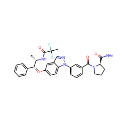 C[C@H](NC(=O)C(C)(F)F)[C@H](Oc1ccc2c(cnn2-c2cccc(C(=O)N3CCC[C@@H]3C(N)=O)c2)c1)c1ccccc1 ZINC000145024178