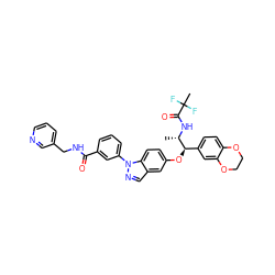 C[C@H](NC(=O)C(C)(F)F)[C@H](Oc1ccc2c(cnn2-c2cccc(C(=O)NCc3cccnc3)c2)c1)c1ccc2c(c1)OCCO2 ZINC000068152774