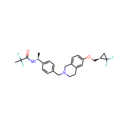 C[C@H](NC(=O)C(C)(F)F)c1ccc(CN2CCc3cc(OC[C@H]4CC4(F)F)ccc3C2)cc1 ZINC001772585336