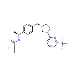 C[C@H](NC(=O)C(C)(F)F)c1ccc(O[C@@H]2CCN(c3cccc(C(F)(F)F)n3)C2)cc1 ZINC000169709517