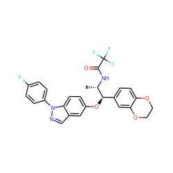 C[C@H](NC(=O)C(F)(F)F)[C@H](Oc1ccc2c(cnn2-c2ccc(F)cc2)c1)c1ccc2c(c1)OCCO2 ZINC000114706507