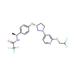 C[C@H](NC(=O)C(F)(F)F)c1ccc(O[C@@H]2CCN(c3ccnc(OCC(F)F)c3)C2)cc1 ZINC000169709622