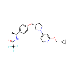 C[C@H](NC(=O)C(F)(F)F)c1ccc(O[C@@H]2CCN(c3ccnc(OCC4CC4)c3)C2)cc1 ZINC000169709748