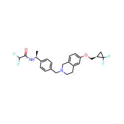 C[C@H](NC(=O)C(F)F)c1ccc(CN2CCc3cc(OC[C@H]4CC4(F)F)ccc3C2)cc1 ZINC001772619673