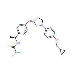 C[C@H](NC(=O)C(F)F)c1ccc(O[C@@H]2CCN(c3ccc(OCC4CC4)cc3)C2)cc1 ZINC001772606933